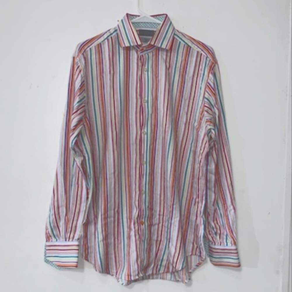 Men's Thomas Dean sz M Striped Button Down Shirt